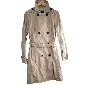 Gap Womens Khaki Cotton Double Breasted Trench Coat Size L